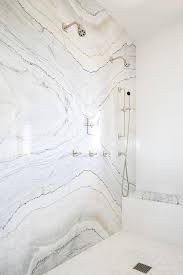 Cream And Gray Marble Shower Wall