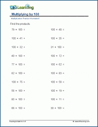 multiplying by 100 worksheets k5 learning