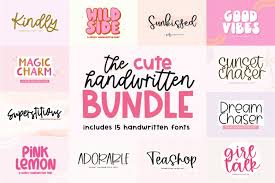 cute handwritten font bundle 15 fonts