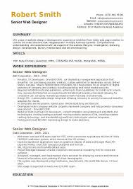 senior web designer resume sles