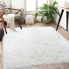 luxury soft white fluffy rug faux fur