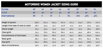 Women Jacket Size Guide Motorcycle Suit Motorbikes Women