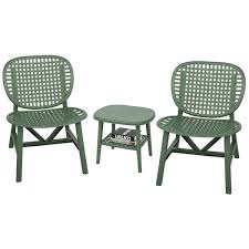 Afoxsos Green 3 Piece Outdoor Retro Patio Table Chair Set All Weather Lounge Chairs With Table