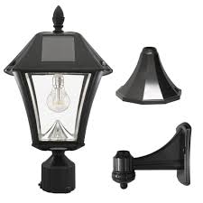 Gama Sonic Baytown Ii Bulb 1 Light Black Led Outdoor Solar Post Wall Light With Gs Light Bulb Warm White Gs 105b Fpw The Home Depot
