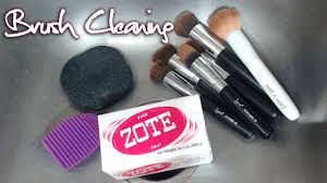 makeup brush cleaning with zote soap