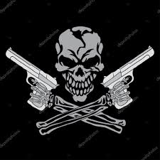smiling skull with guns stock vector by