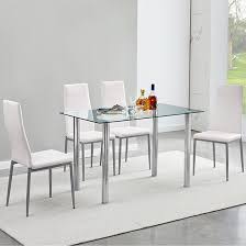 Silo Clear Glass Dining Table With 4