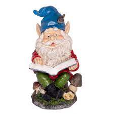 alpine gnome reading book statue