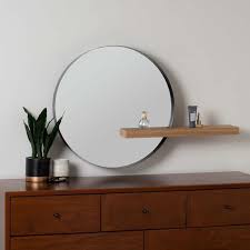 Functional Round Floating Shelf Wall Mirror