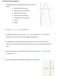 solved quadratics review assignment 1