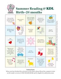 Summer Reading Activity Chart For Babies Birth 24 Months