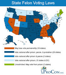 Map Of State Felon Voting Laws Felon Voting Procon Org