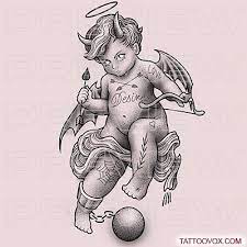 evil cupid angel tattoo design