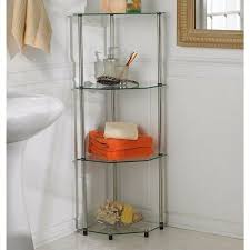 Convenience Concepts 157005 Classic Glass 4 Tier Corner Shelf Silver Clear Glass