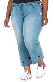 Details About Poetic Justice Plus Size Curvy Womens Light Wash Grommet Cropped Mom Jeans