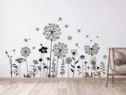 Black Dandelion Wall Stickers Flower