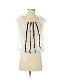 Details About Forever 21 Women Ivory Short Sleeve Blouse Sm Petite