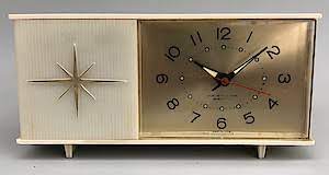 antique white flashing light alarm clock