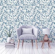 Blue Navy Dots Wallpaper Self Adhesive