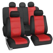 Black Red Leather Car Seat Cover