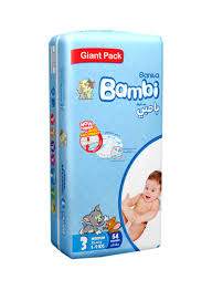 Shop Sanita Bambi Sanita Bambi Disposable Diapers Medium Size 3 5 9 Kg 54 Counts Online In Dubai Abu Dhabi And All Uae