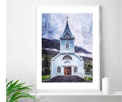 Church Art Print Church Painting Church