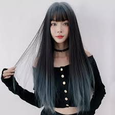 Long braided blue synthetic hair cosplay wigs 50 inches. 7jhh Wigs Long Wig For Women Ombre Blue Straight Hair Wig Female Handsome Full Headgear Long Straight Hair Natural Realistic Wig Lazada Singapore