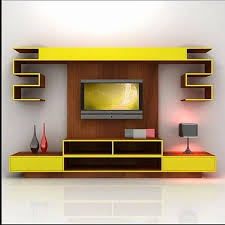 Yellow Wooden Decorative Tv Unit For