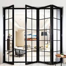 Glass Black Aluminum Bi Folding Door