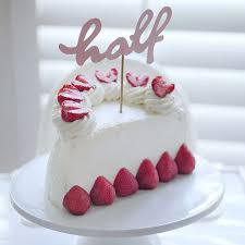 cream half birthday cake