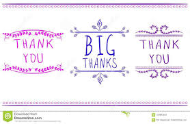 Thank You Card Templates Big Thanks Vector Handwritten Words Pink