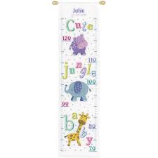 Vervaco Baby Animals Aida Counted Cross Stitch Height Chart Kit