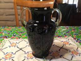 Vintage Black Amethyst Glass Vase With