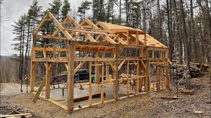timber frame home from our own trees