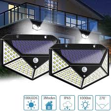Shop 2pcs 100 Led Motion Sensor Solar Light Waterproof Wall Lamp Outdoor Home Security Night Lighting 3 Modes For Garden On Sale Overstock 28553889