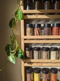 Wall Spice Rack Wooden Shelf Kitchen