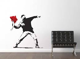 banksy flower thrower wall stickers