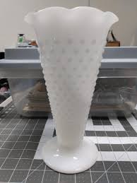 Hobnail Milk Glass Vase Large White