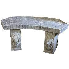 English Curved Garden Stone Bench At