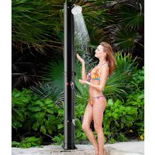 7 2 Feet Solar Heated Outdoor Shower With Free Rotating Shower Head Black Costway