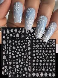 white snowflakes nail stickers