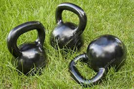 heavy kettlebells in gr stock photo