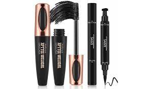 4d silk fiber eye lash mascara with eyeliner st kit kit in black
