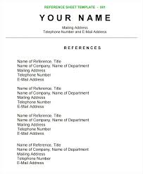 Resume Exampleserences And Portfolioerence Page Sheet For