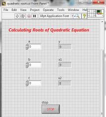 quadratic roots calculation in labview