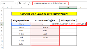 how to compare two columns in excel for