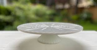 Round White Milk Glass Pedestal Cake