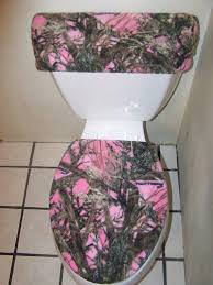 Pink Mossy Oak Fleece Fabric Toilet