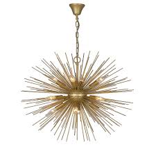 Made in germany by a wood worker. Gold Sunburst Pendant Ceiling Light Sputnik Style Audenza