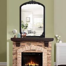 Neutype 24 In W X 36 In H Classic Arched Wood Framed Black Retro Wall Decorative Mirror